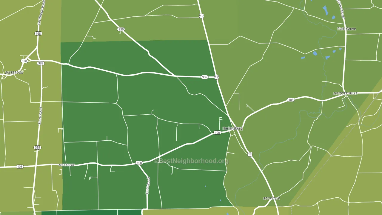 Harlansburg, PA block-group voter-turnout map