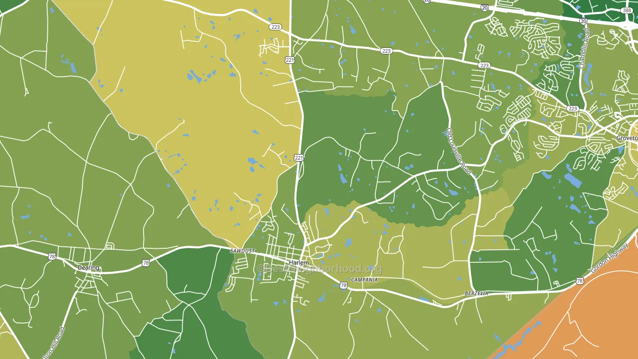 Harlem, GA block-group voter-turnout map