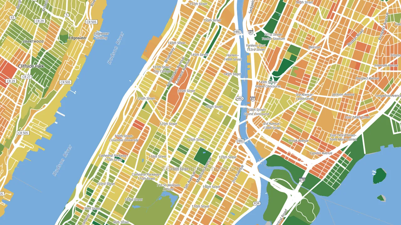 Harlem, Manhattan, NY block-group voter-turnout map