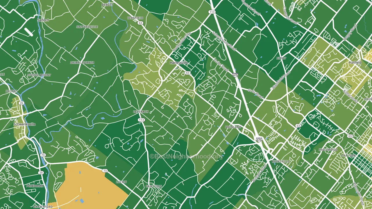 Harleysville, PA block-group voter-turnout map