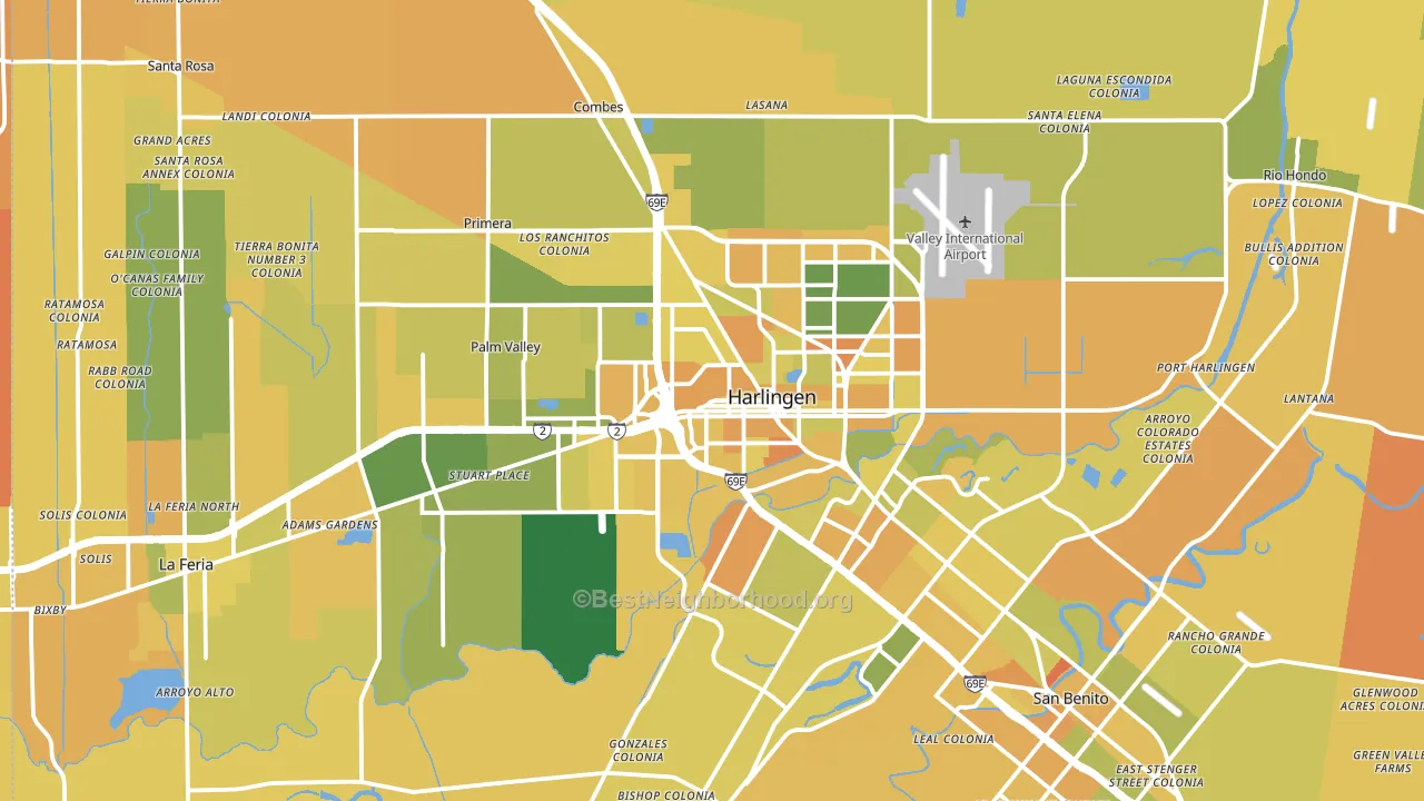 Harlingen, TX block-group voter-turnout map