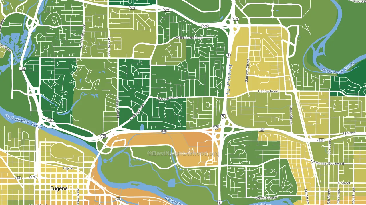Harlow, Eugene, OR block-group voter-turnout map
