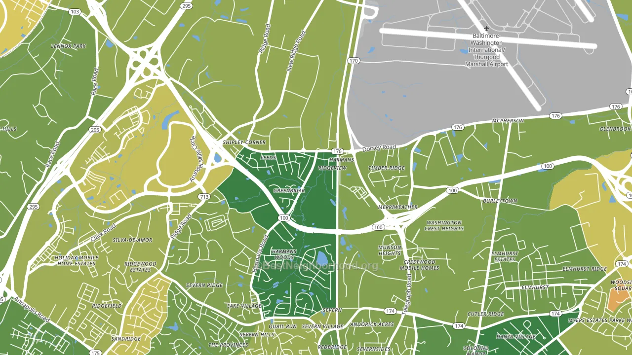 Harmans, MD block-group voter-turnout map