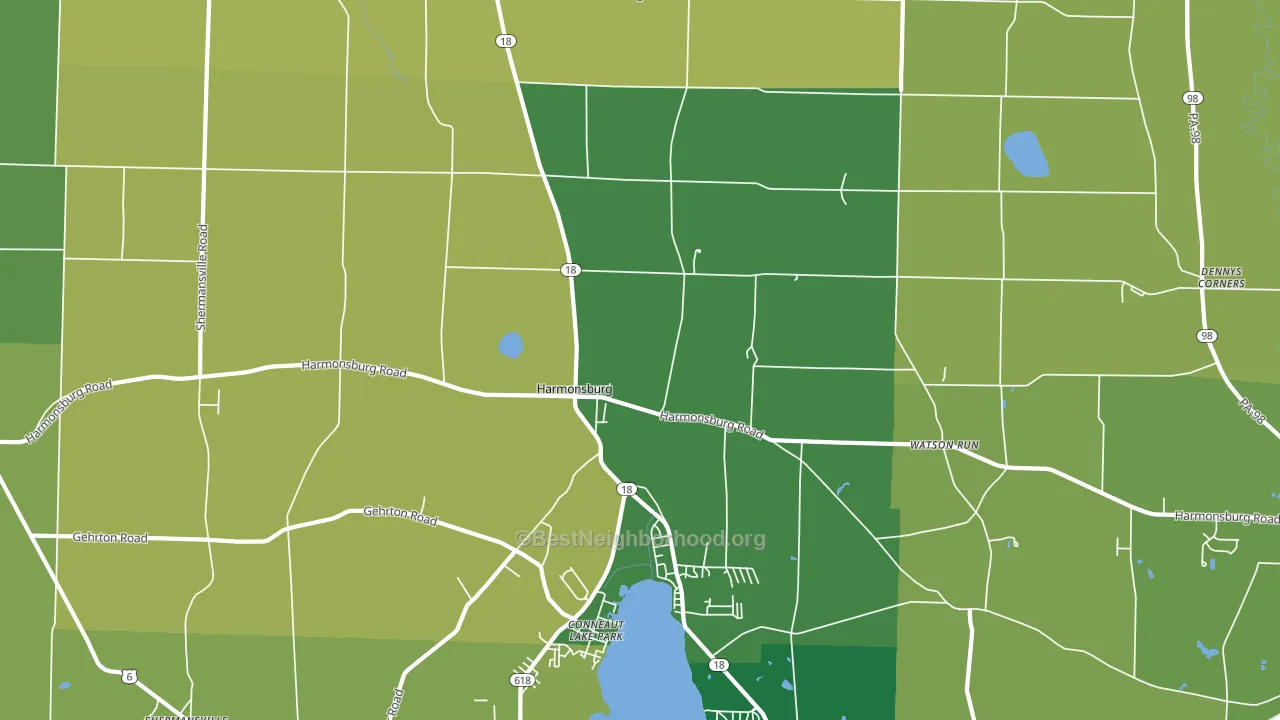 Harmonsburg, PA block-group voter-turnout map