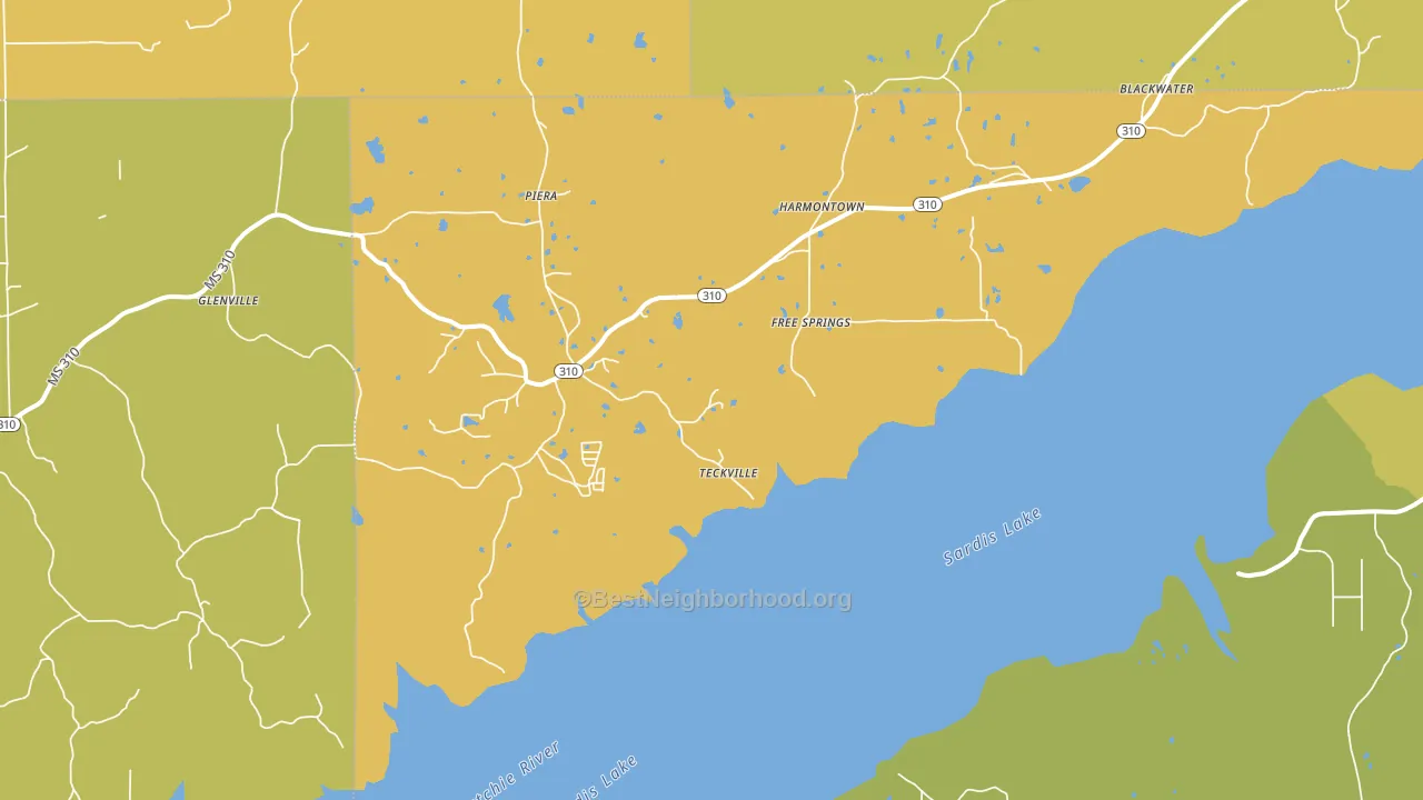 Harmontown, MS block-group voter-turnout map