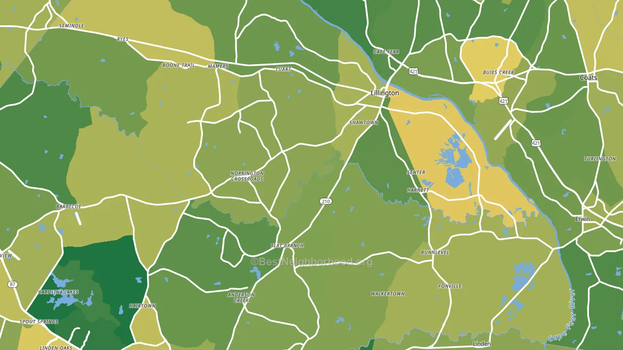 Harnett County, NC block-group voter-turnout map
