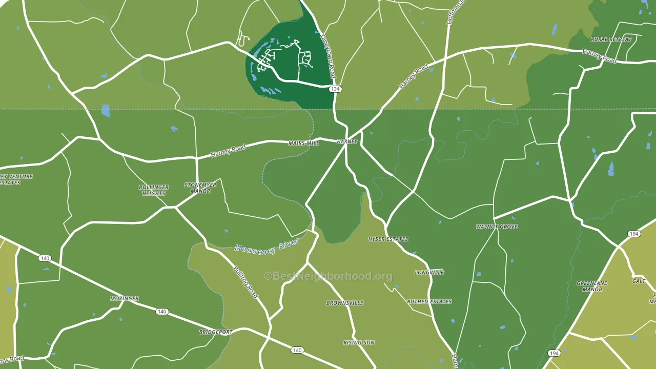 Harney, MD block-group voter-turnout map
