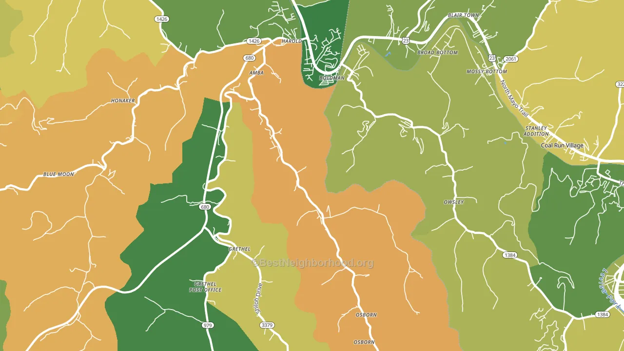 Harold, KY block-group voter-turnout map