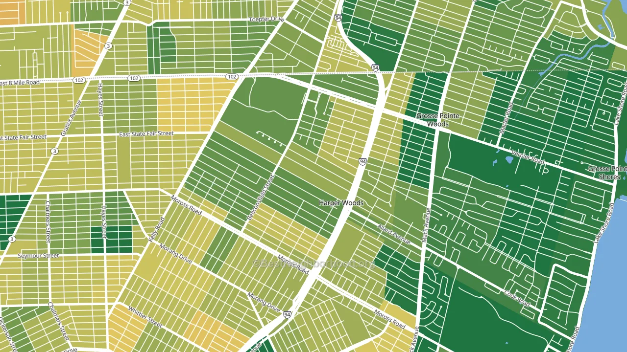 Harper Woods, MI block-group voter-turnout map