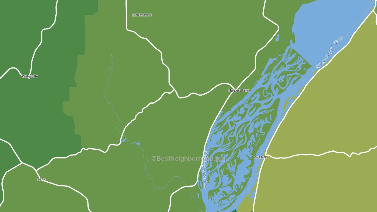 Harpers Ferry, IA block-group voter-turnout map
