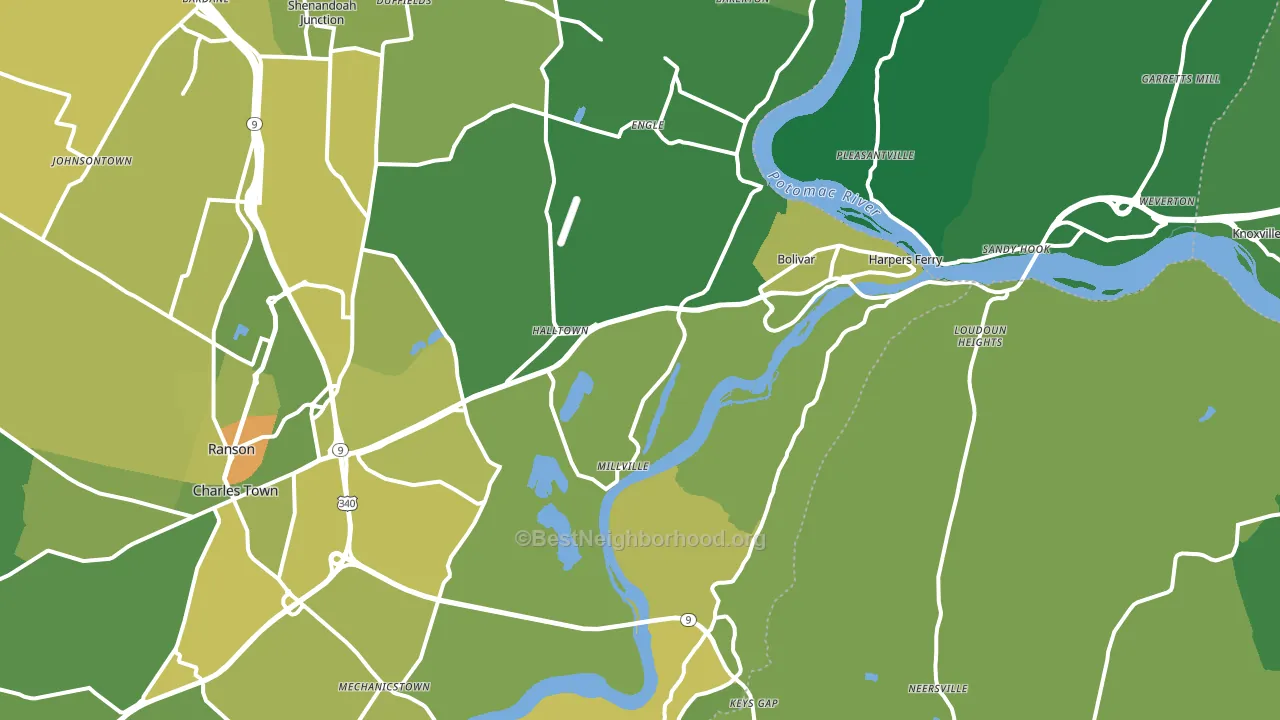 Harpers Ferry, WV block-group voter-turnout map