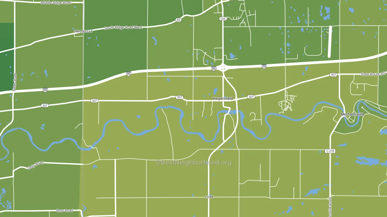 Harpersfield, OH block-group voter-turnout map
