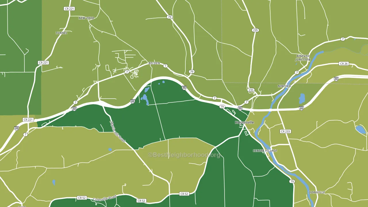 Harpursville, NY block-group voter-turnout map