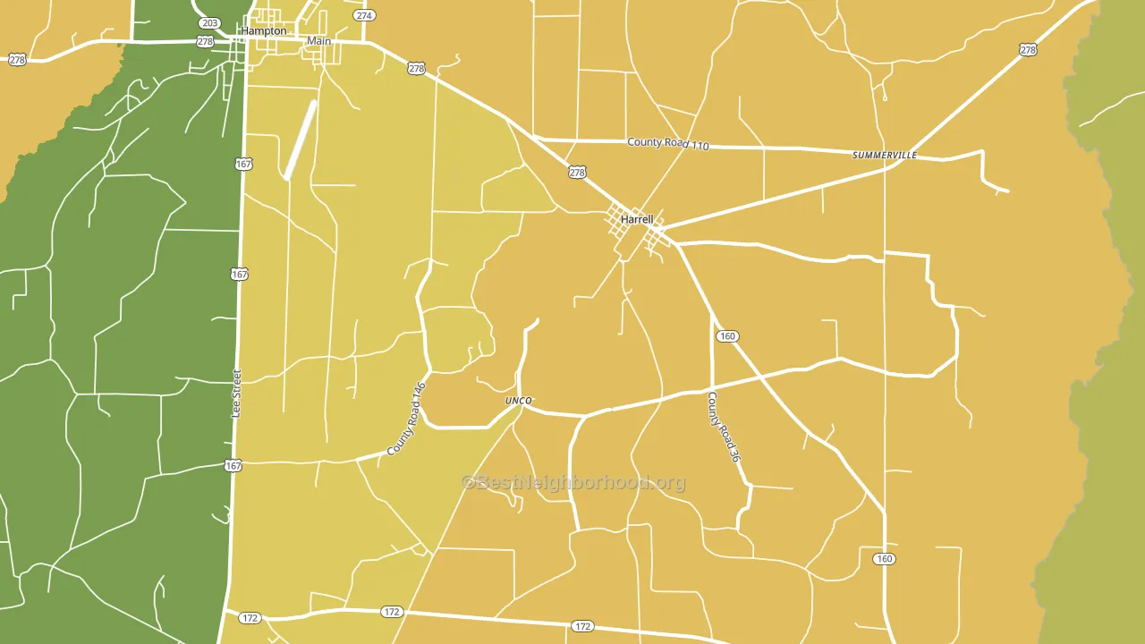 Harrell, AR block-group voter-turnout map
