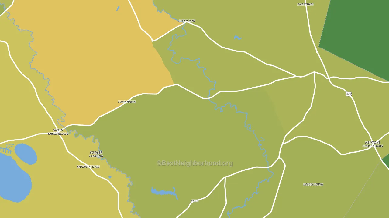 Harrells, NC block-group voter-turnout map