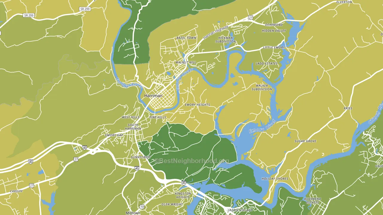 Harriman, TN block-group voter-turnout map