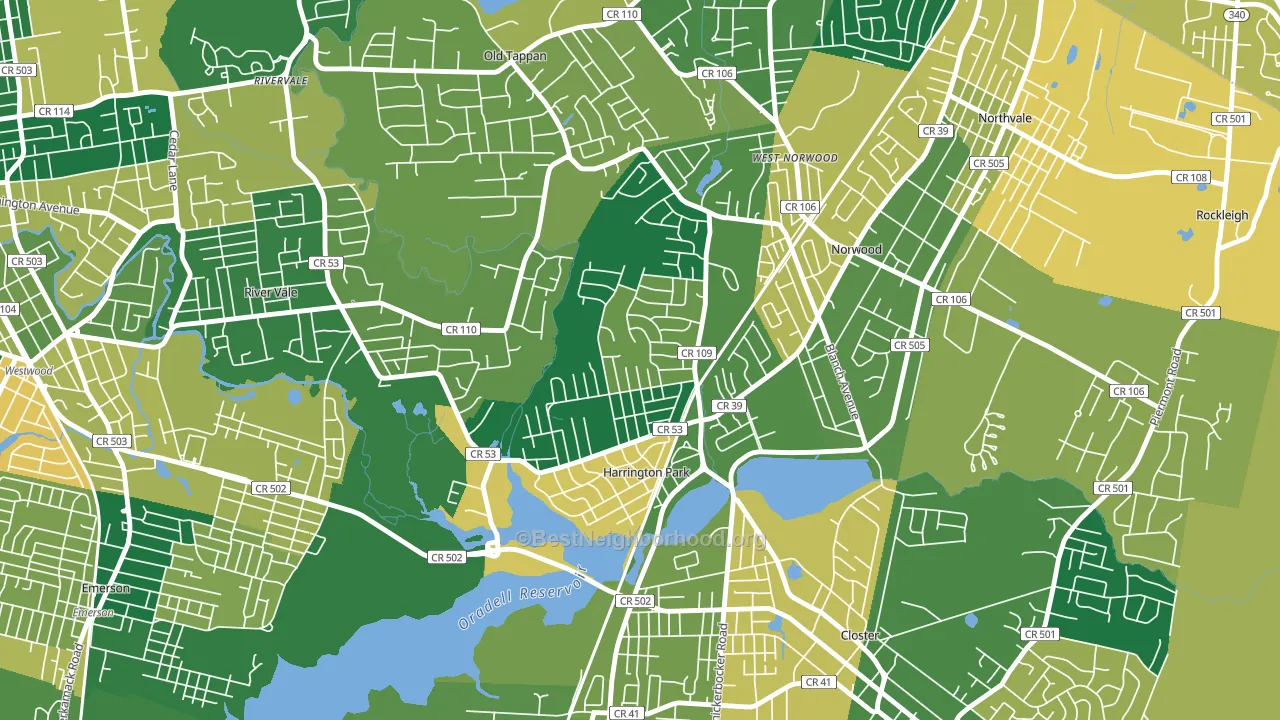 Harrington Park, NJ block-group voter-turnout map