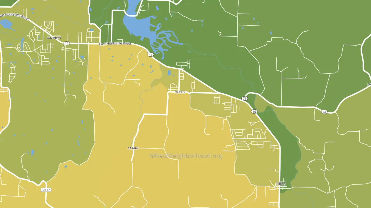 Harris, AR block-group voter-turnout map