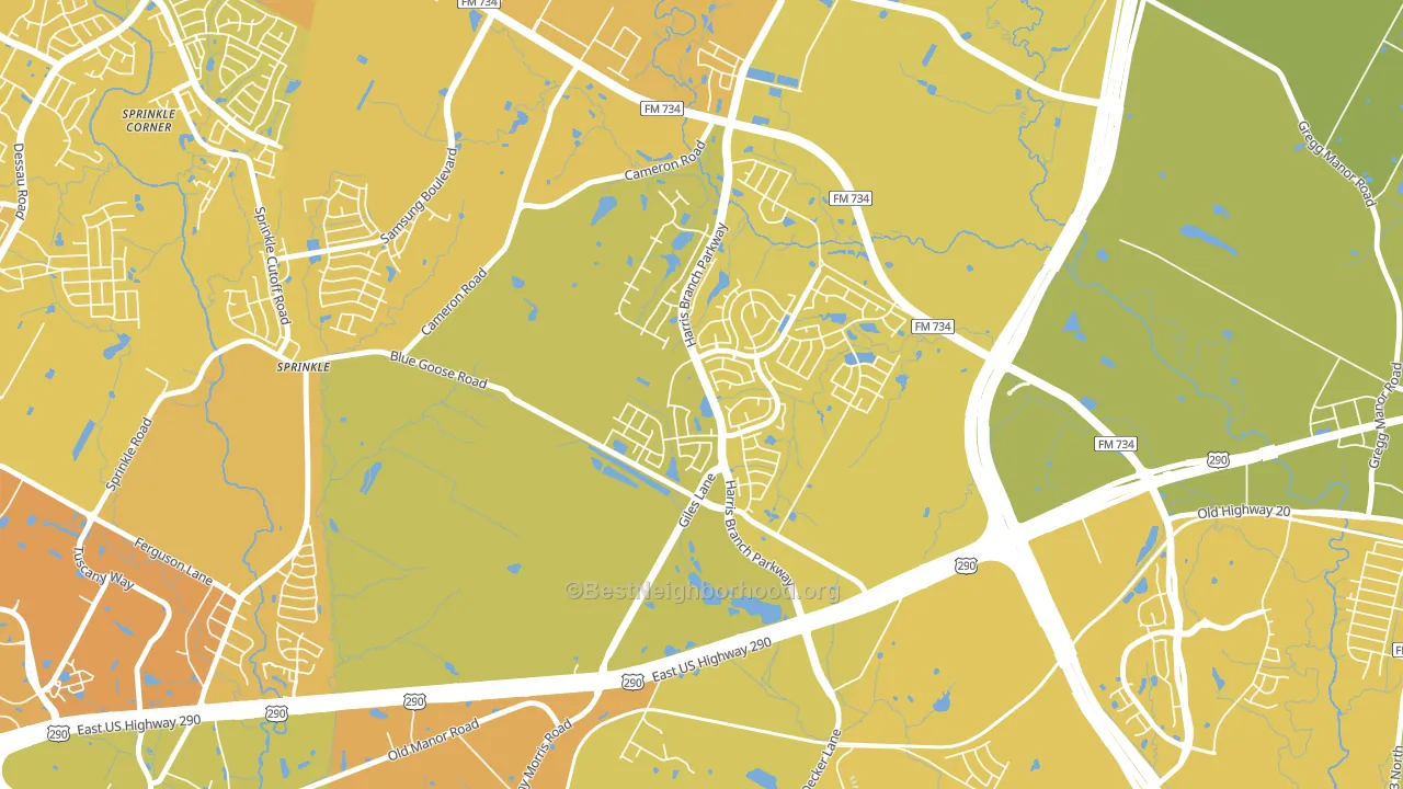 Harris Branch, Austin, TX block-group voter-turnout map