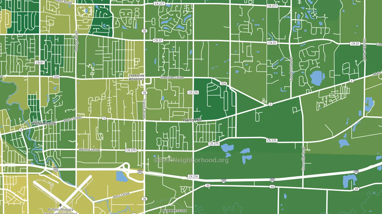 Harris Hill, NY block-group voter-turnout map