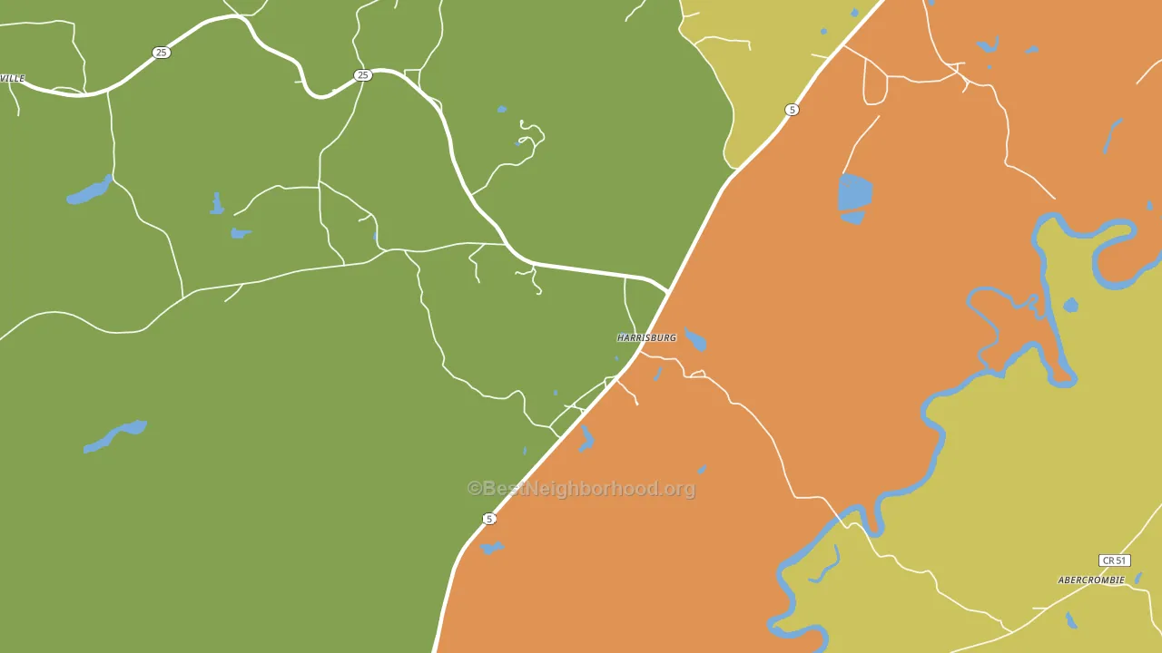 Harrisburg, AL block-group voter-turnout map