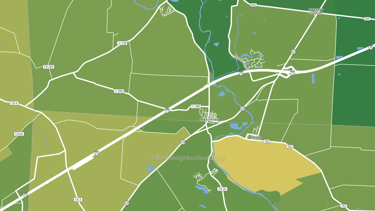 Harrisburg, OH block-group voter-turnout map