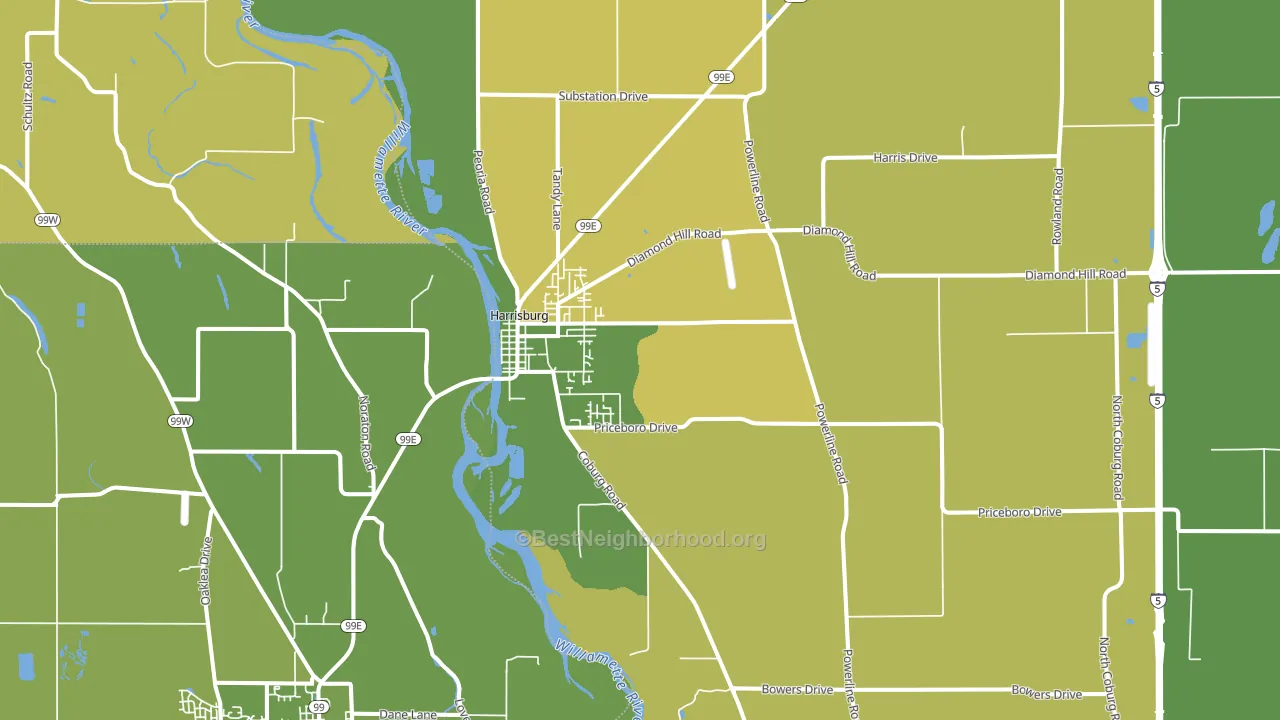Harrisburg, OR block-group voter-turnout map