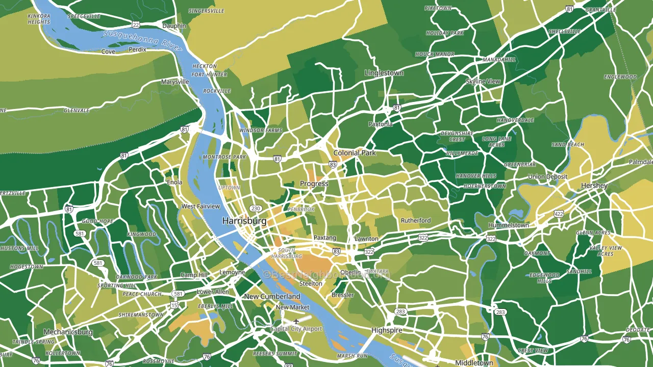 Harrisburg, PA block-group voter-turnout map
