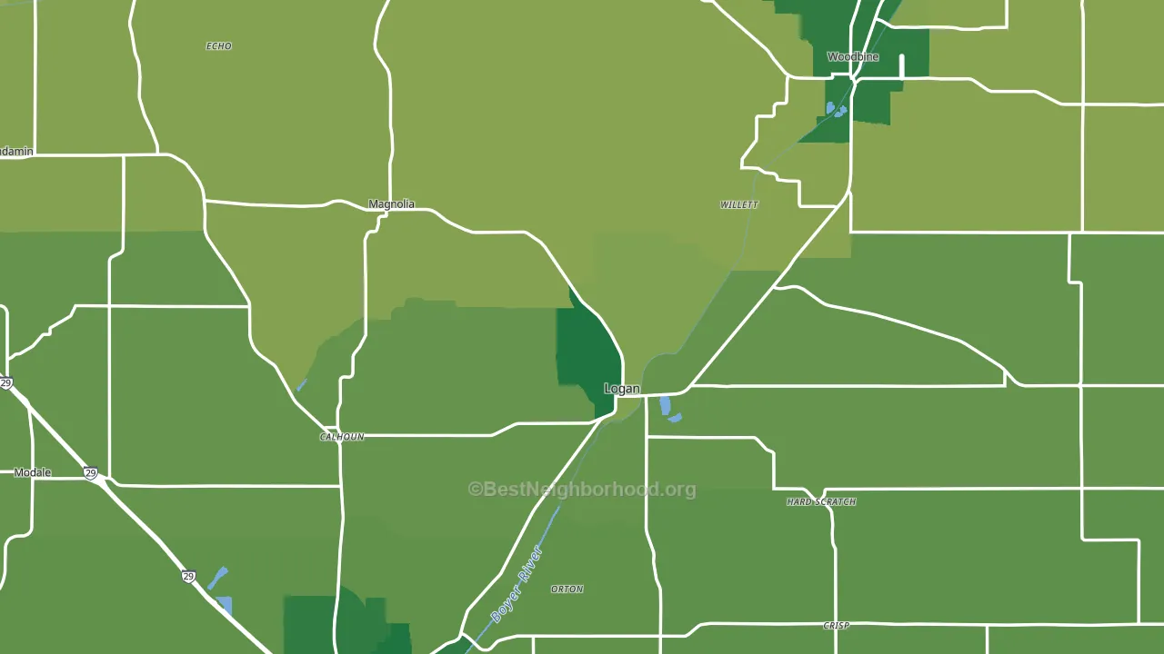 Harrison County, IA block-group voter-turnout map