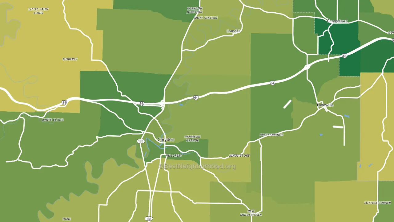 Harrison County, IN block-group voter-turnout map