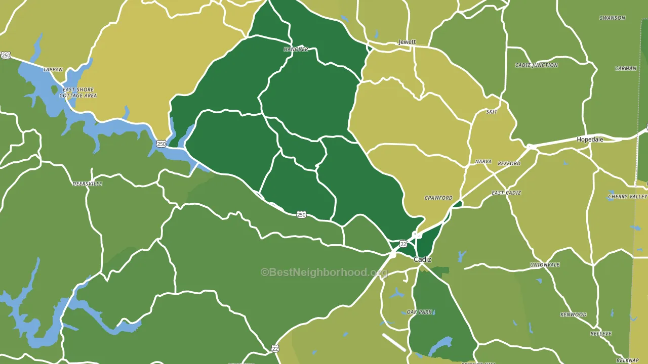 Harrison County, OH block-group voter-turnout map