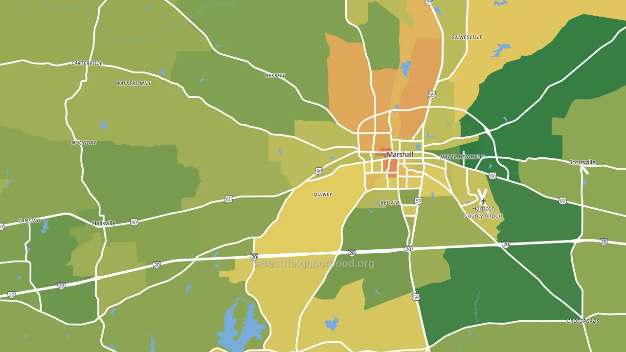 Harrison County, TX block-group voter-turnout map