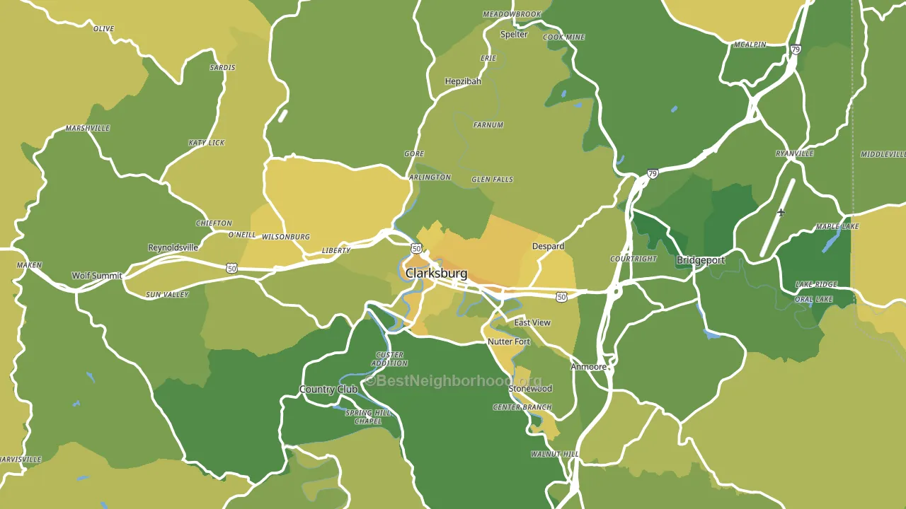 Harrison County, WV block-group voter-turnout map