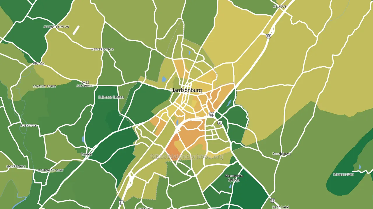 Harrisonburg, VA block-group voter-turnout map