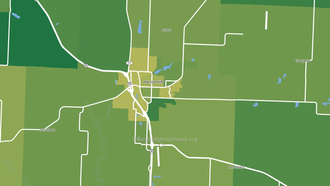 Harrisonville, MO block-group voter-turnout map