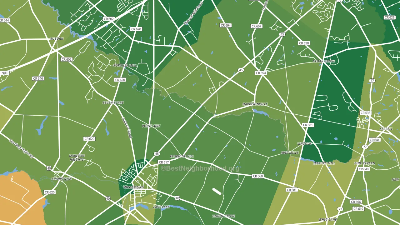 Harrisonville, NJ block-group voter-turnout map