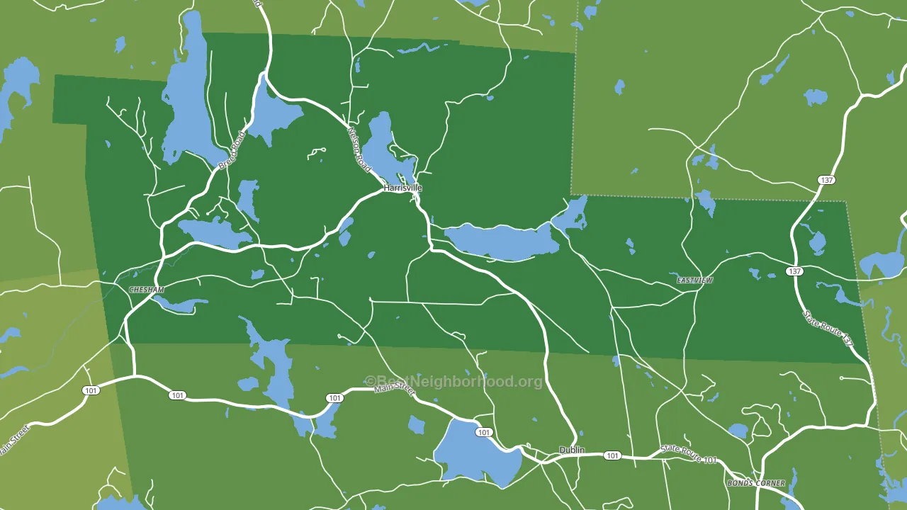 Harrisville, NH block-group voter-turnout map