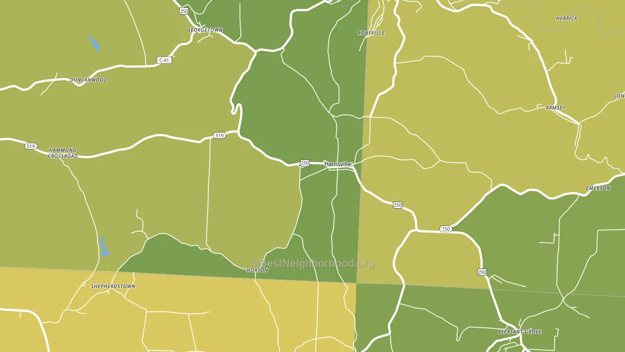 Harrisville, OH block-group voter-turnout map