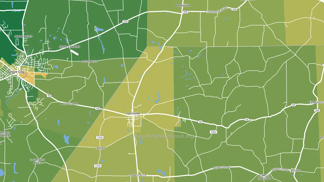 Harrisville, PA block-group voter-turnout map