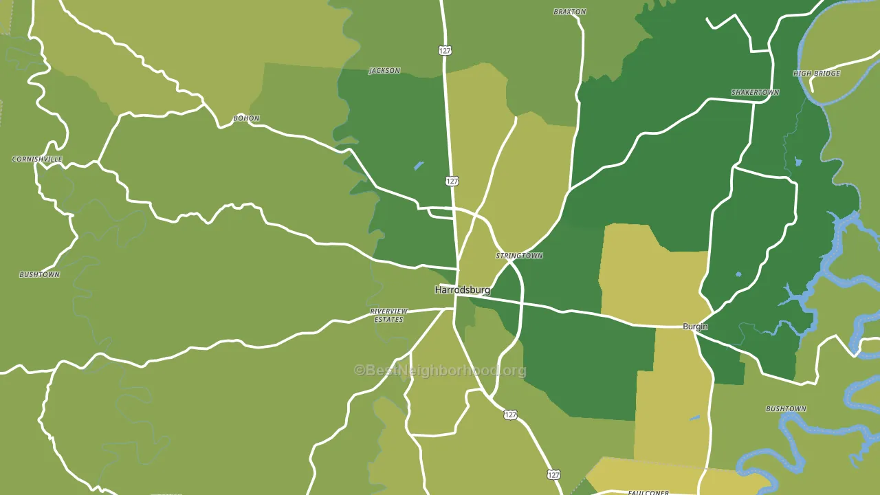 Harrodsburg, KY block-group voter-turnout map