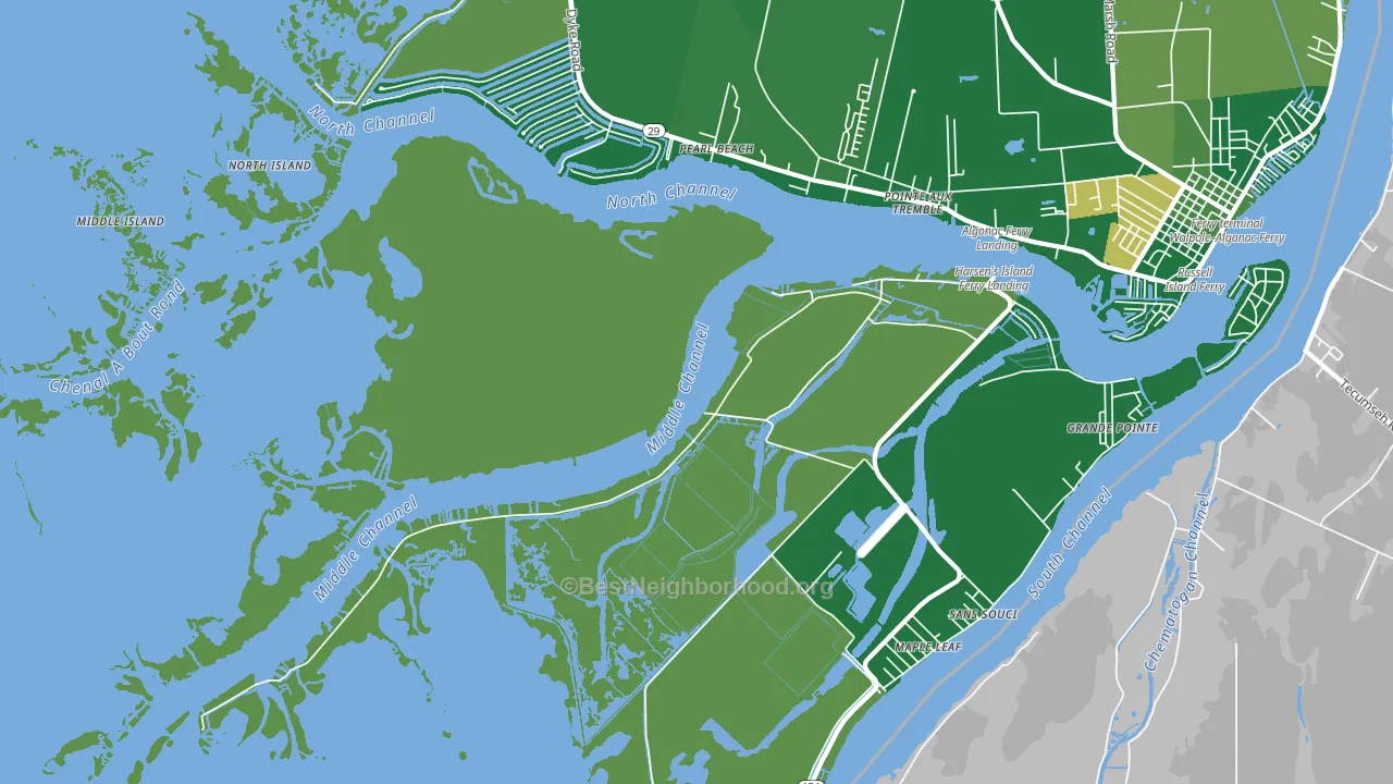 Harsens Island, MI block-group voter-turnout map