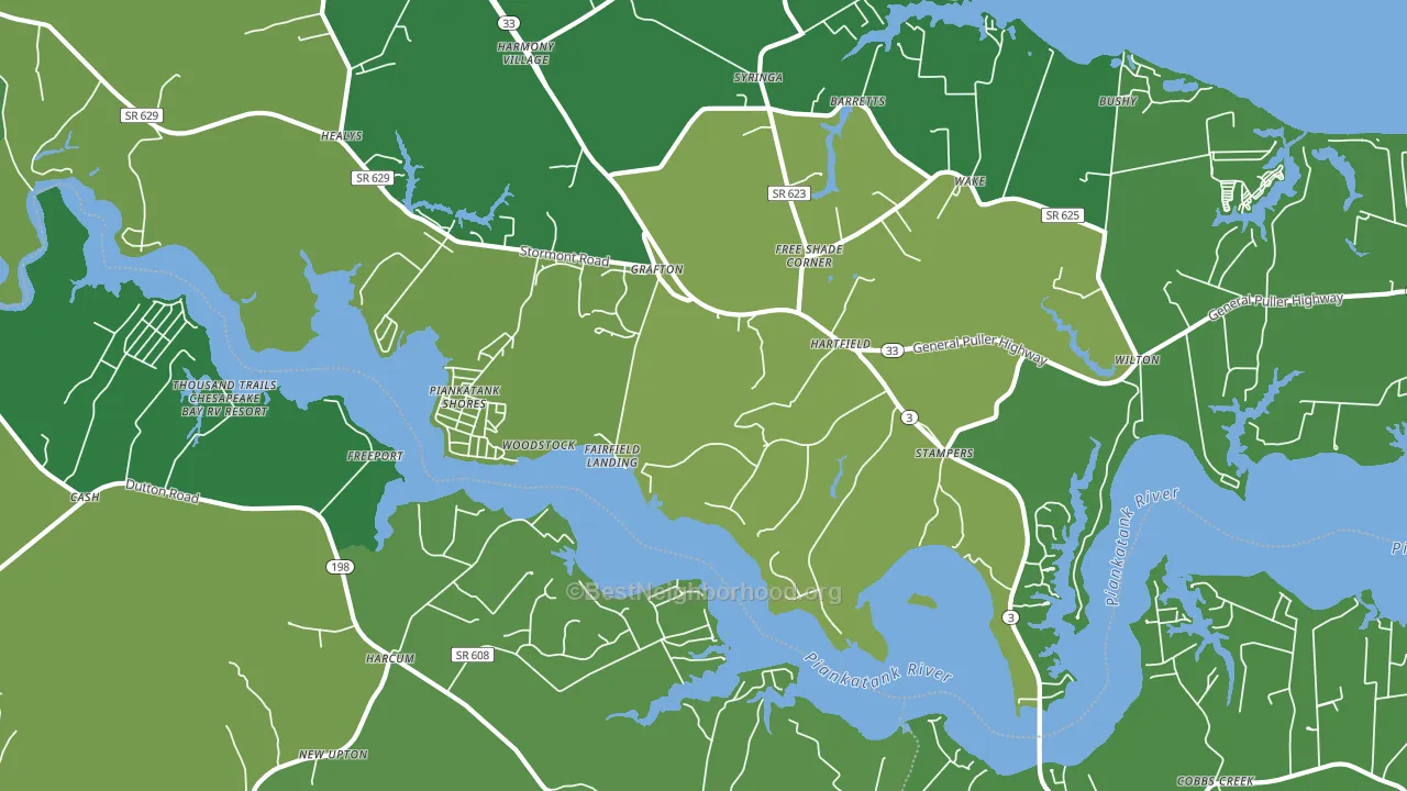 Hartfield, VA block-group voter-turnout map