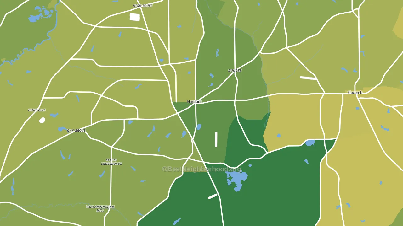 Hartford, AL block-group voter-turnout map