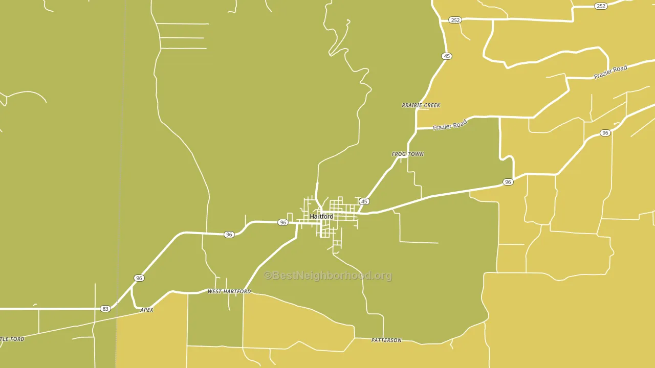 Hartford, AR block-group voter-turnout map