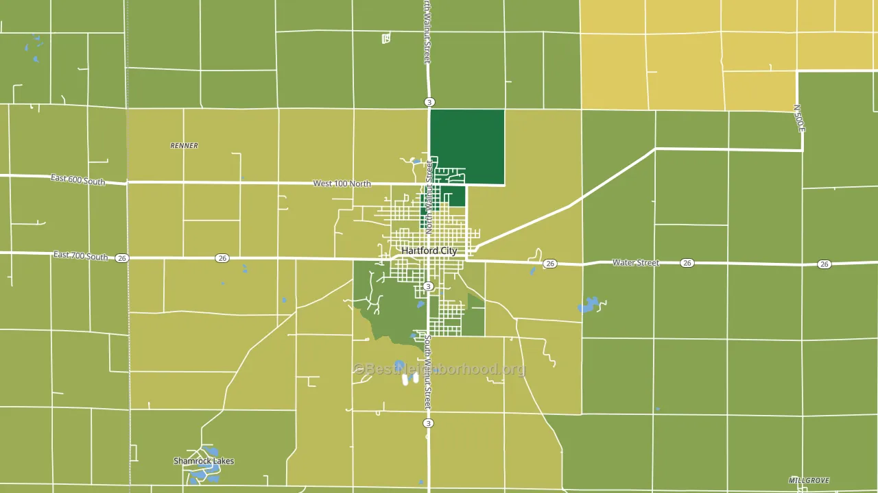 Hartford City, IN block-group voter-turnout map