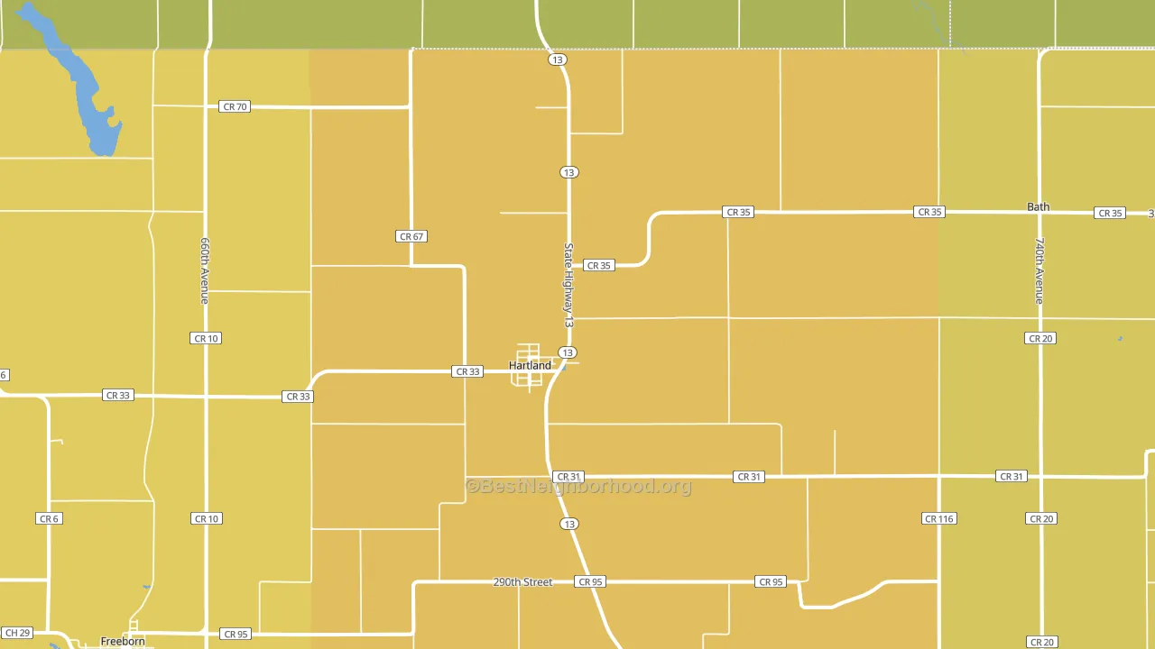 Hartland, MN block-group voter-turnout map