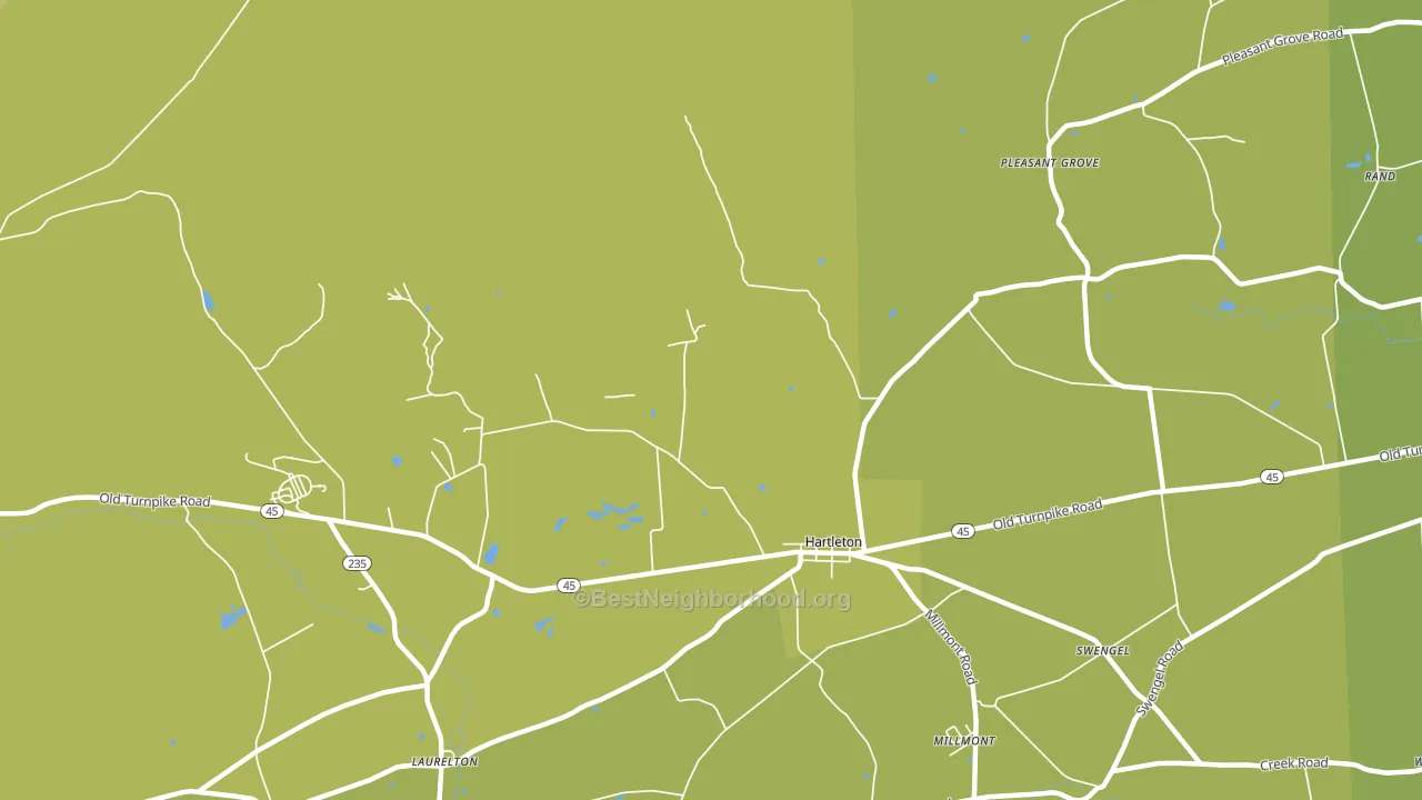 Hartleton, PA block-group voter-turnout map