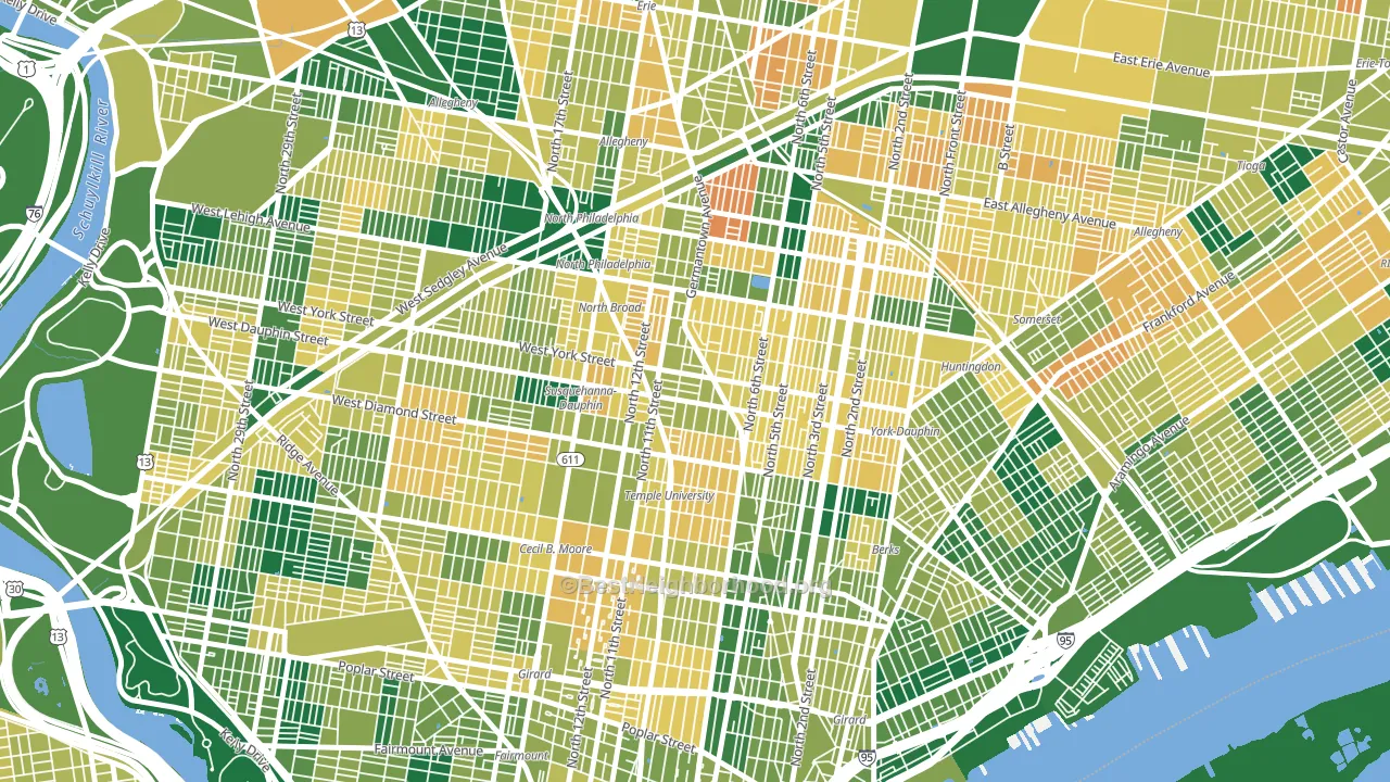 Hartranft, Philadelphia, PA block-group voter-turnout map
