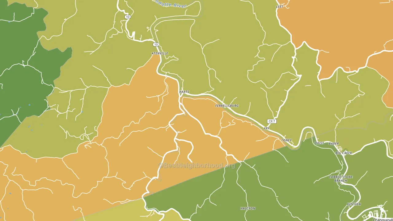 Harts, WV block-group voter-turnout map
