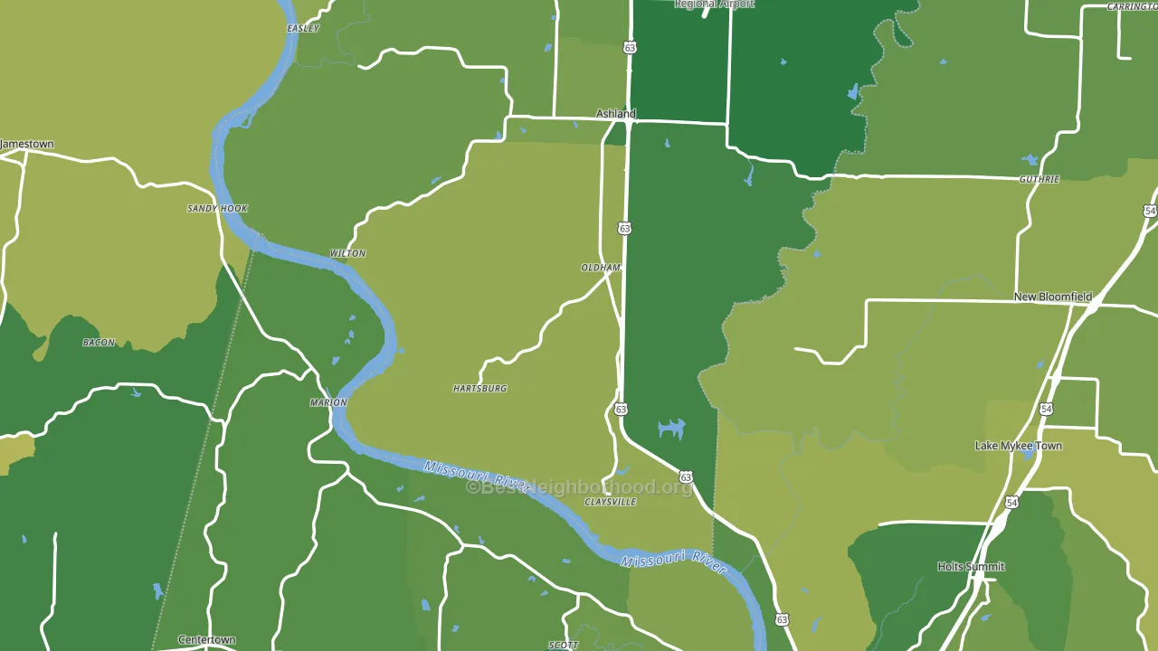 Hartsburg, MO block-group voter-turnout map
